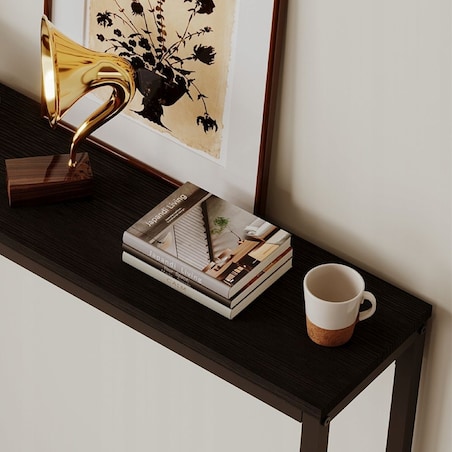 Stolik boczny czarny konsola do przedpokoju pojemna wysoka stół półka 80cm