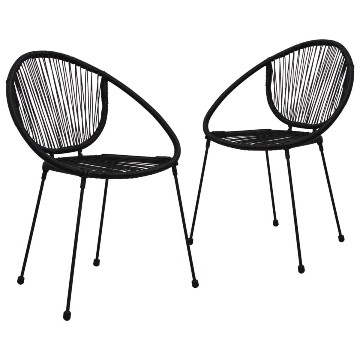 vidaXL Krzesła ogrodowe, 2 szt., rattan PVC, czarne