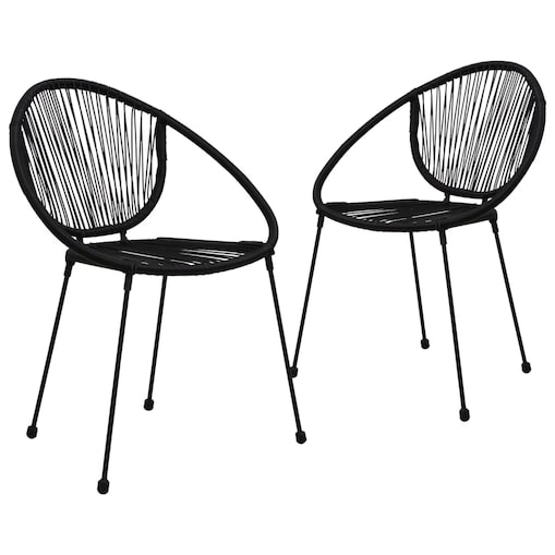 vidaXL Krzesła ogrodowe, 2 szt., rattan PVC, czarne