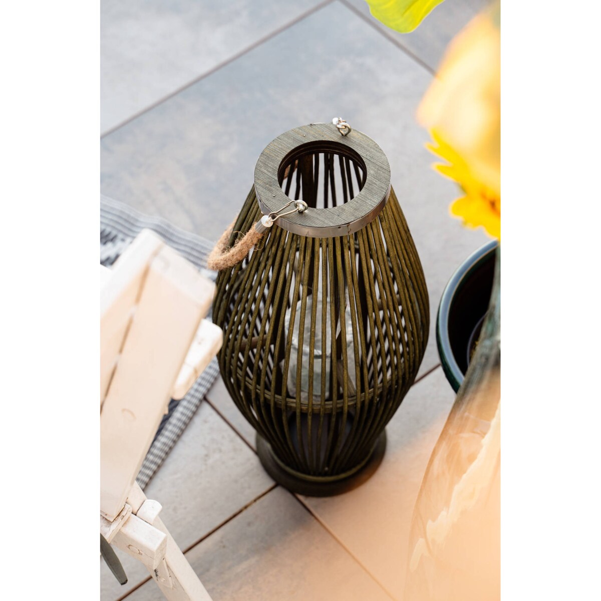 Lampion bambusowy ze sznurem, Ø 21 x 38 cm