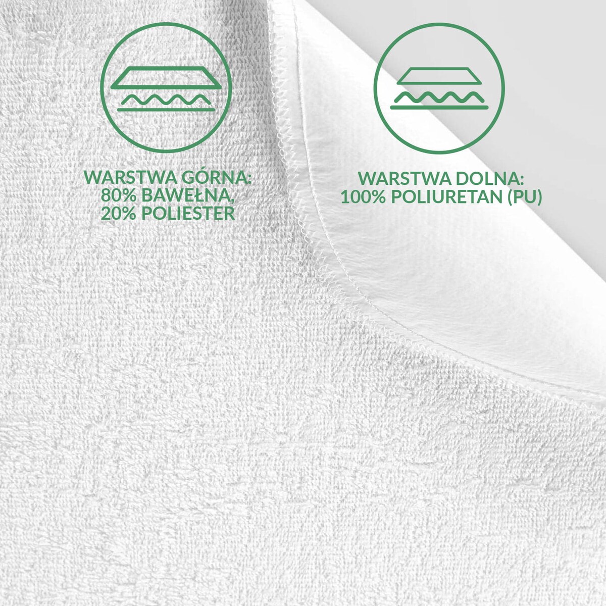 Ochraniacz na materac wodoodporny, rozmiar 200x220 Damson kolor biały