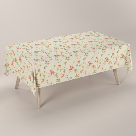 Obrus prostokątny 130 x 130 cm kwiatki na jasno-błękitnym tle