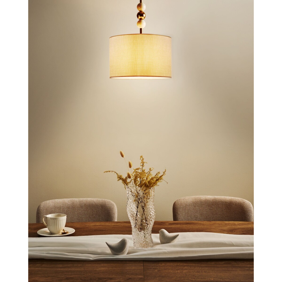 Lampa wisząca LOKY Metal Mosiężny/beżowy