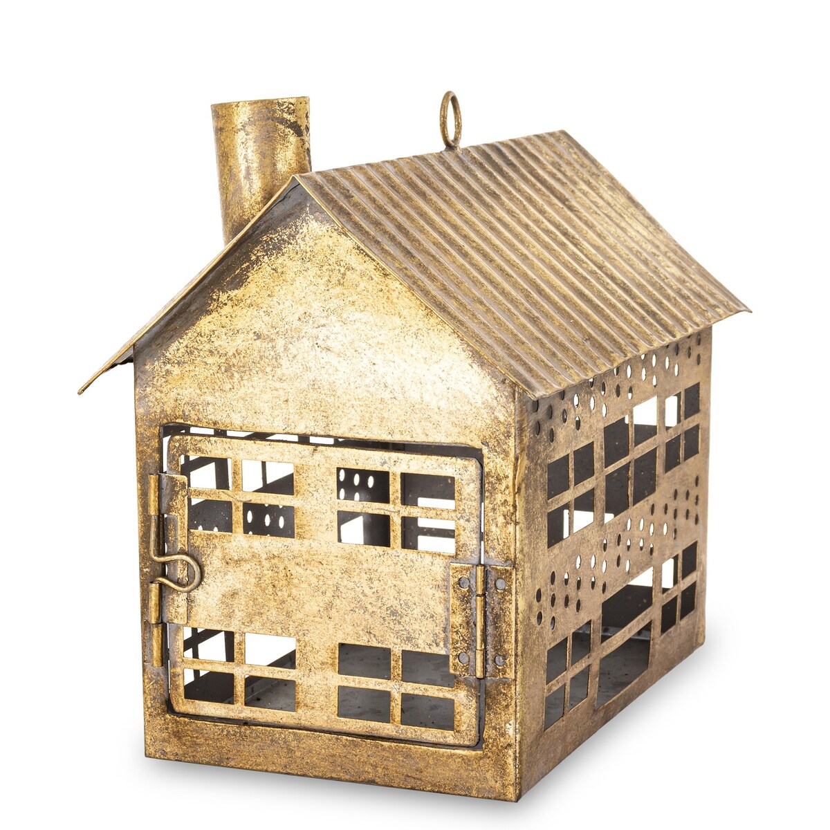 Dekoracja - metalowy domek 21,5x24,5x15 cm MUOYA z szerokimi drzwiczkami