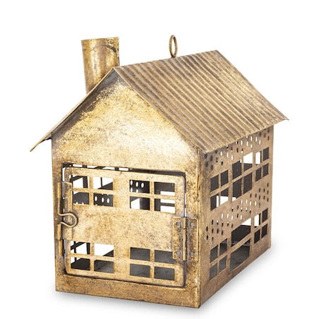 Dekoracja - metalowy domek 21,5x24,5x15 cm MUOYA z szerokimi drzwiczkami