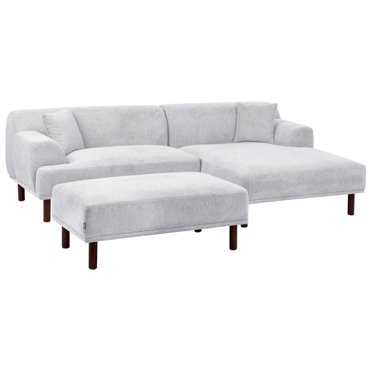 Sofa narożna lewostronna z otomaną HOLT Jasnoszary Lewostronny