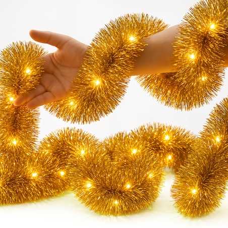 Łańcuch Led Choinkowy Złoty Na Baterie Świąteczny Na Choinkę 6 Metrów