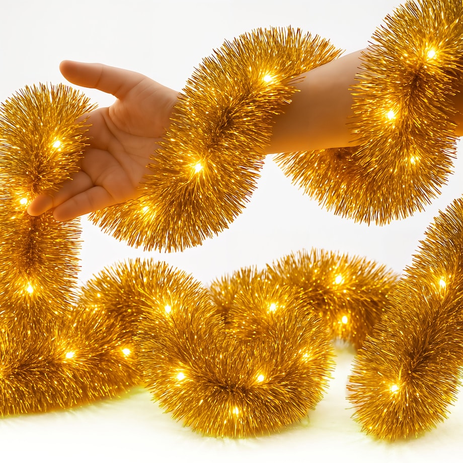 Łańcuch Led Choinkowy Złoty Na Baterie Świąteczny Na Choinkę 6 Metrów