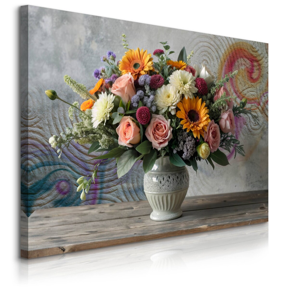 Obraz Na Płótnie Do Sypialni Bukiet Kwiatów Natura Abstrakcja Beton 70x50cm