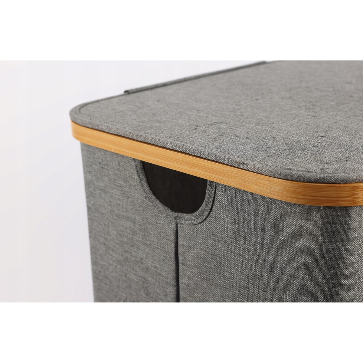 Kosz na pranie 80 L BAMBUSOWY składany szary