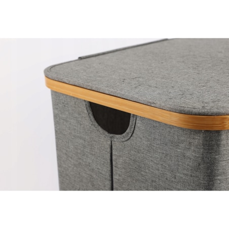 Kosz na pranie 80 L BAMBUSOWY składany szary