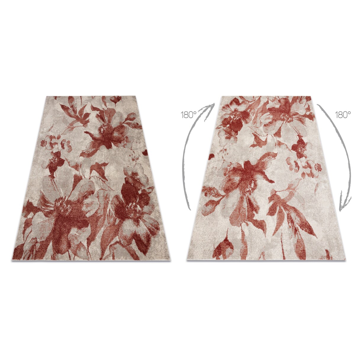 Dywan FUSION 8259 krem / bordo - Kwiaty, 120x170 cm