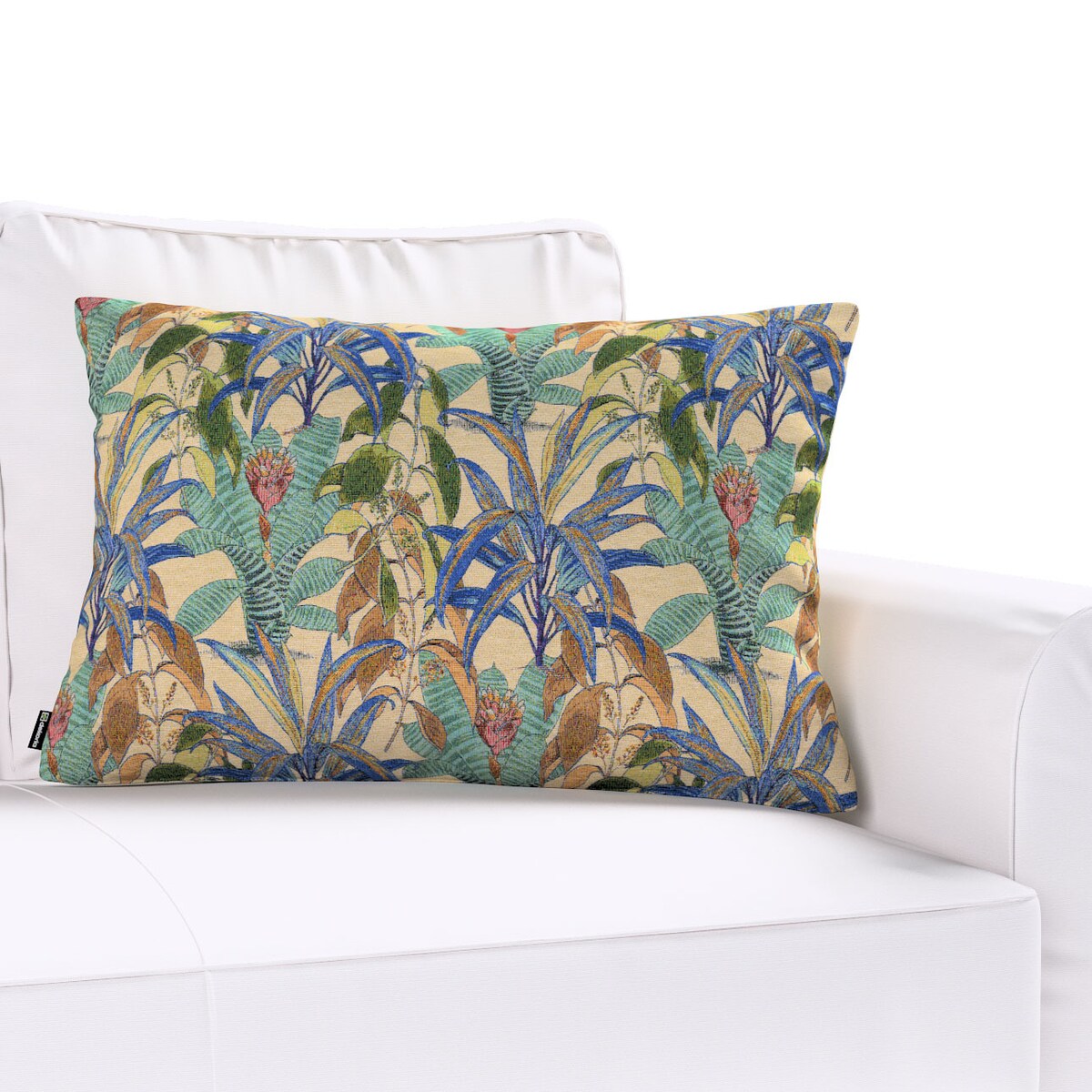 Poszewka Kinga na poduszkę prostokątną 60x40 zielono-niebieskie motywy roślinne