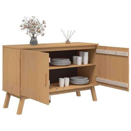 vidaXL Komoda OLDEN, brązowa, 114x43x73,5 cm, lite drewno sosnowe