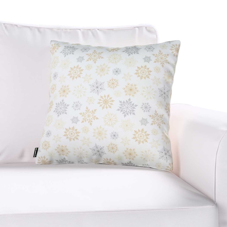 Poszewka Kinga na poduszkę 50x50 złote, srebrne gwiazdy na białym tle