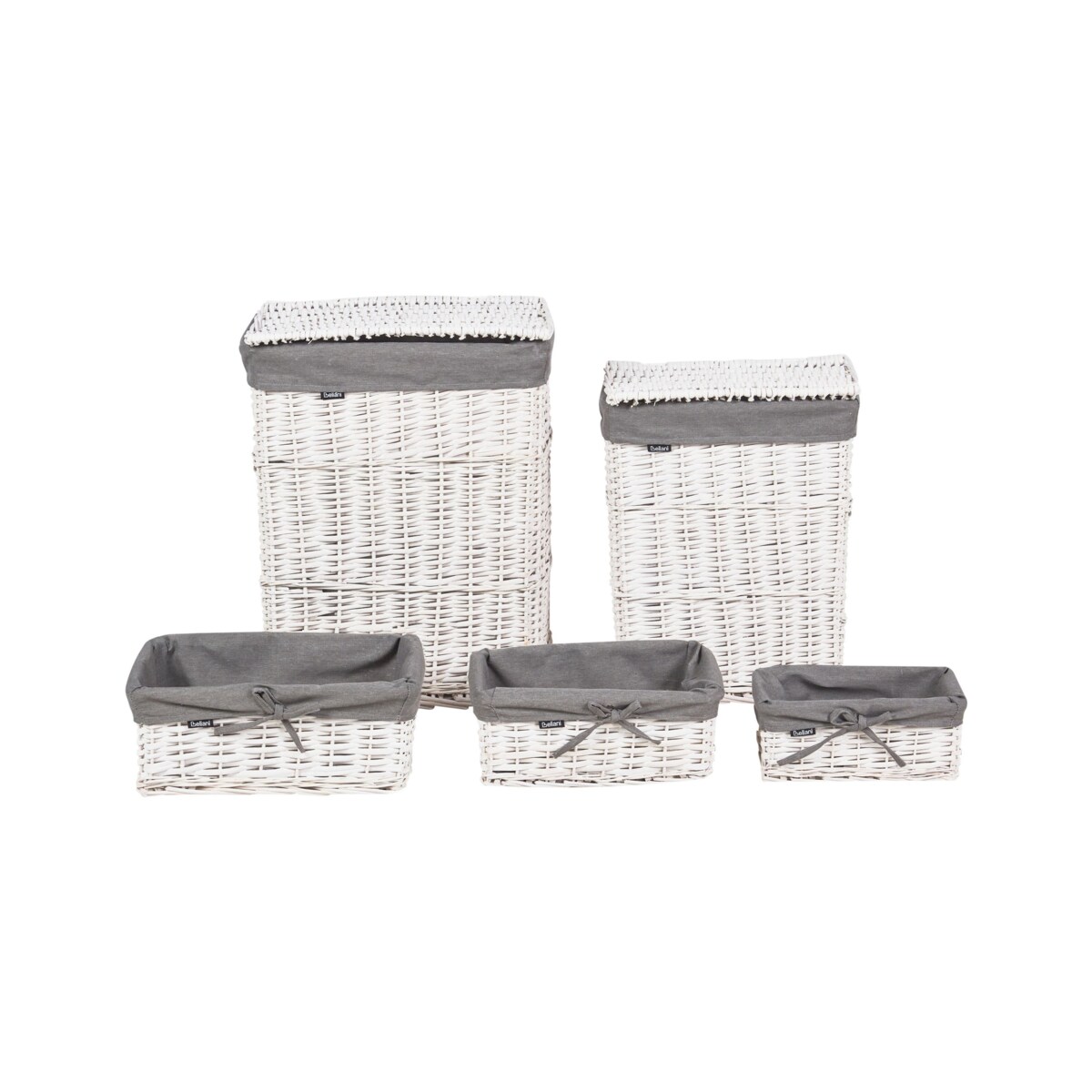 Zestaw 5 koszy wiklinowych biały ELLA