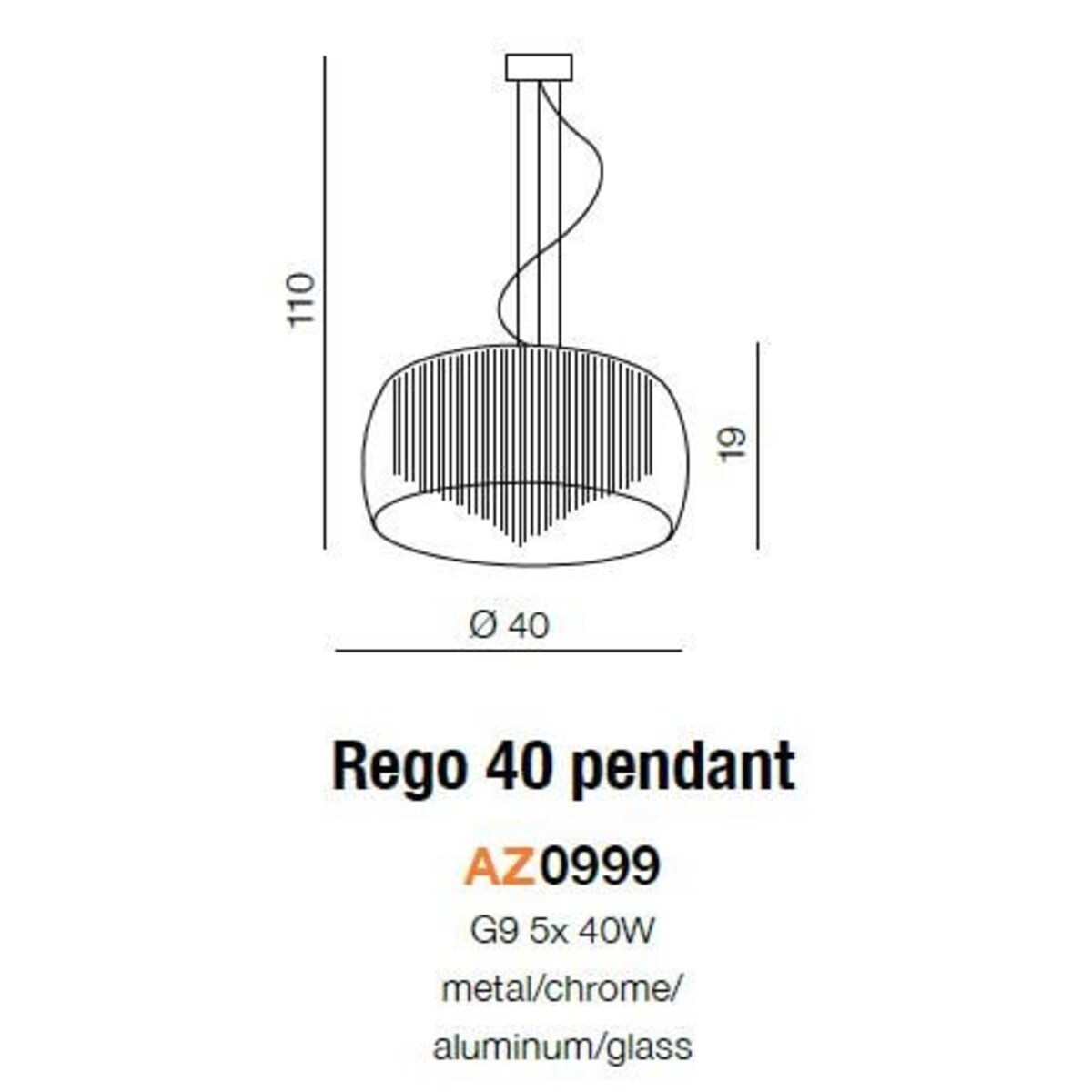 Sufitowa lampa szklana Rego do jadalni kryształki chrom