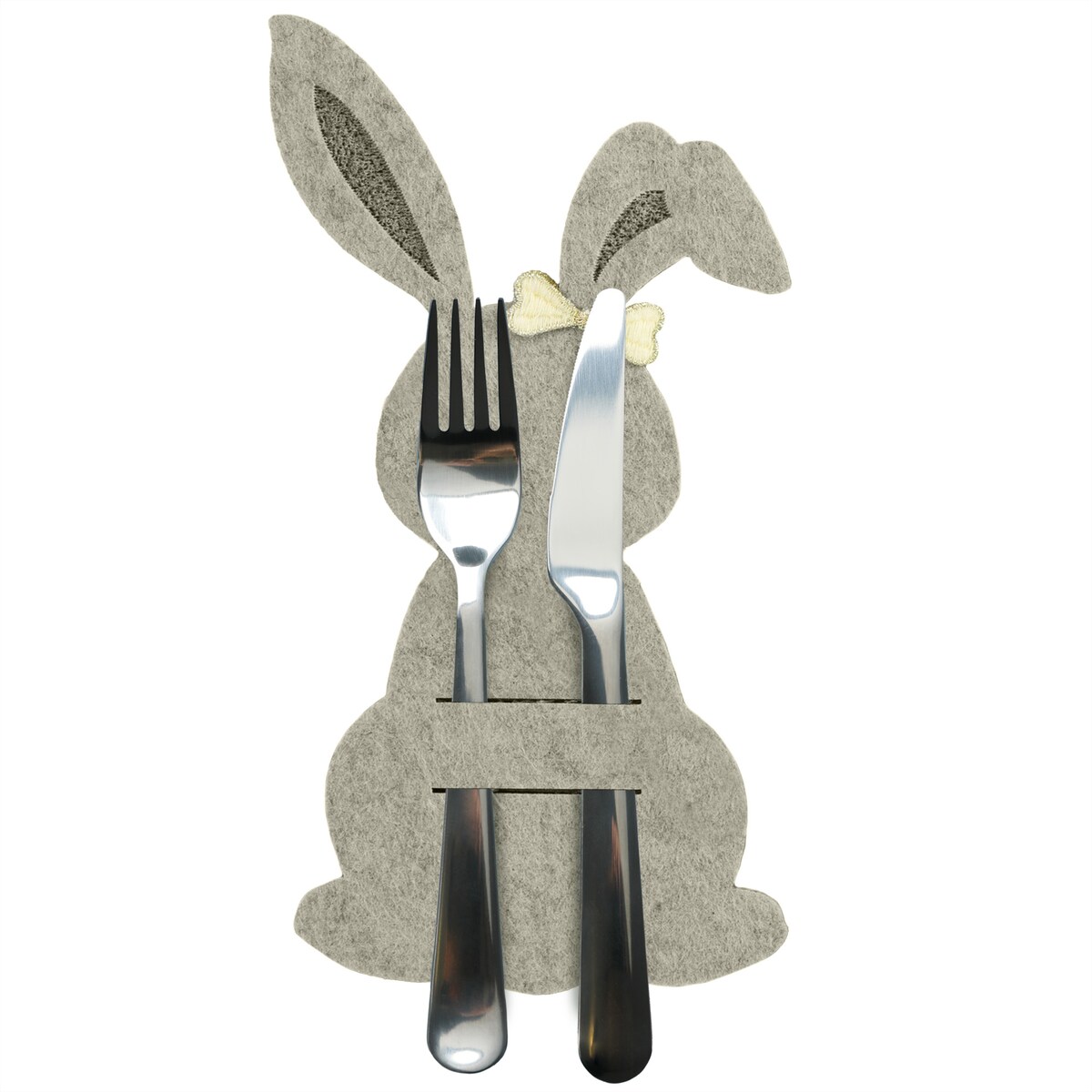 Kieszonka Etui Na Sztućce Wielkanocna Zajączek Filcowa Dekoracyjna Ozdobna Szary