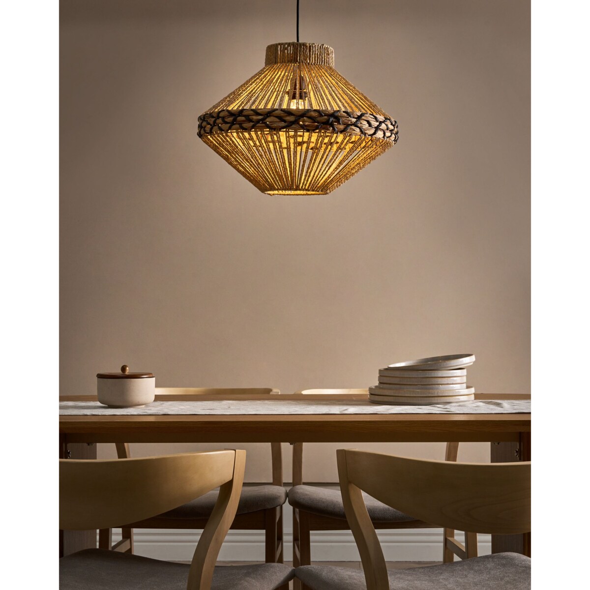 Lampa wisząca RABACCA Papierowa plecionka Naturalny