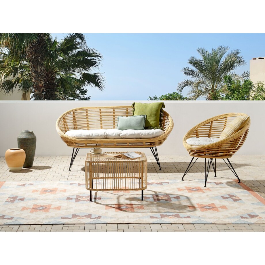 Zestaw ogrodowy ze stolikiem dla 3 osób MARATEA/CESENATICO Rattan Naturalny