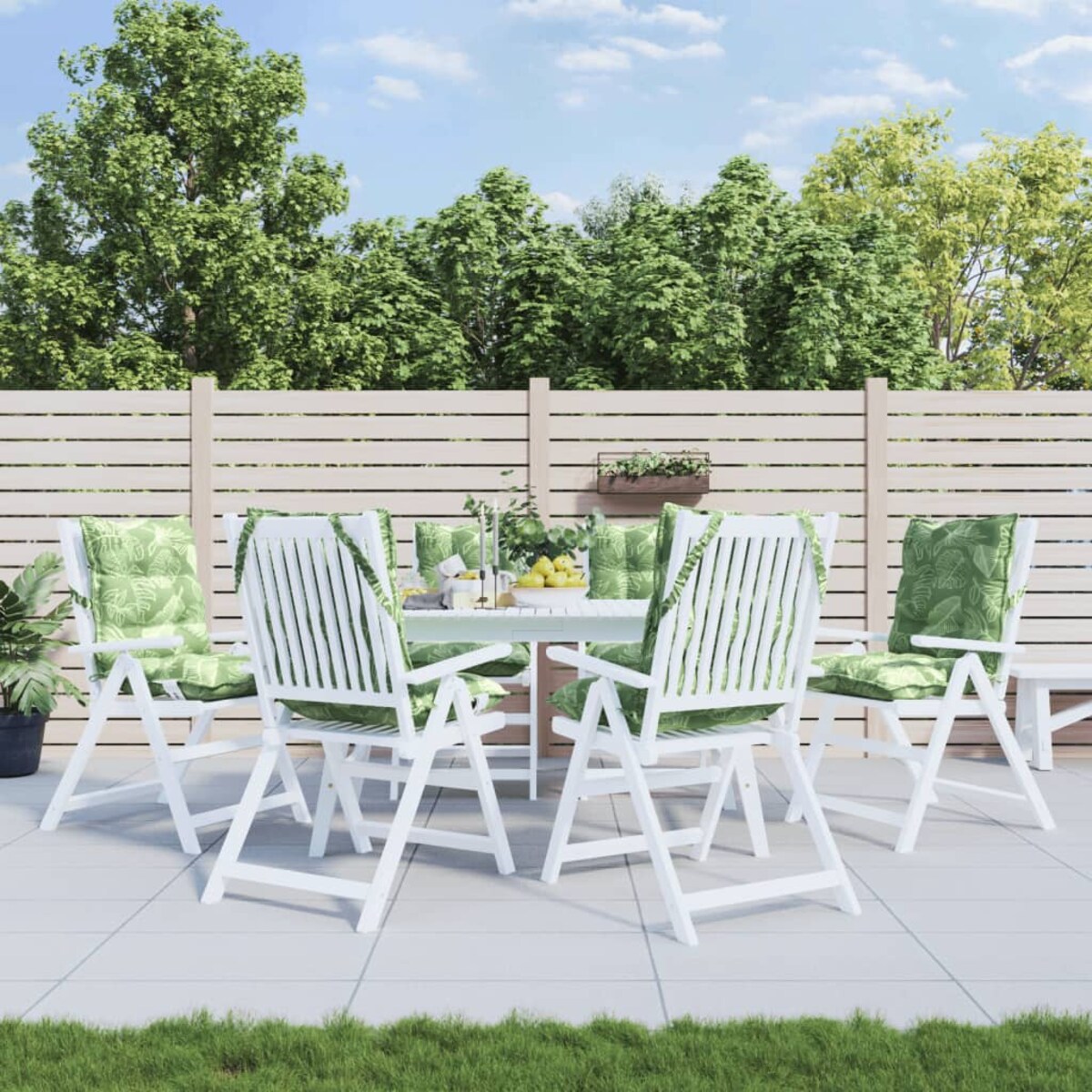 vidaXL Poduszki na krzesła z niskim oparciem, 6 szt., wzór w liście