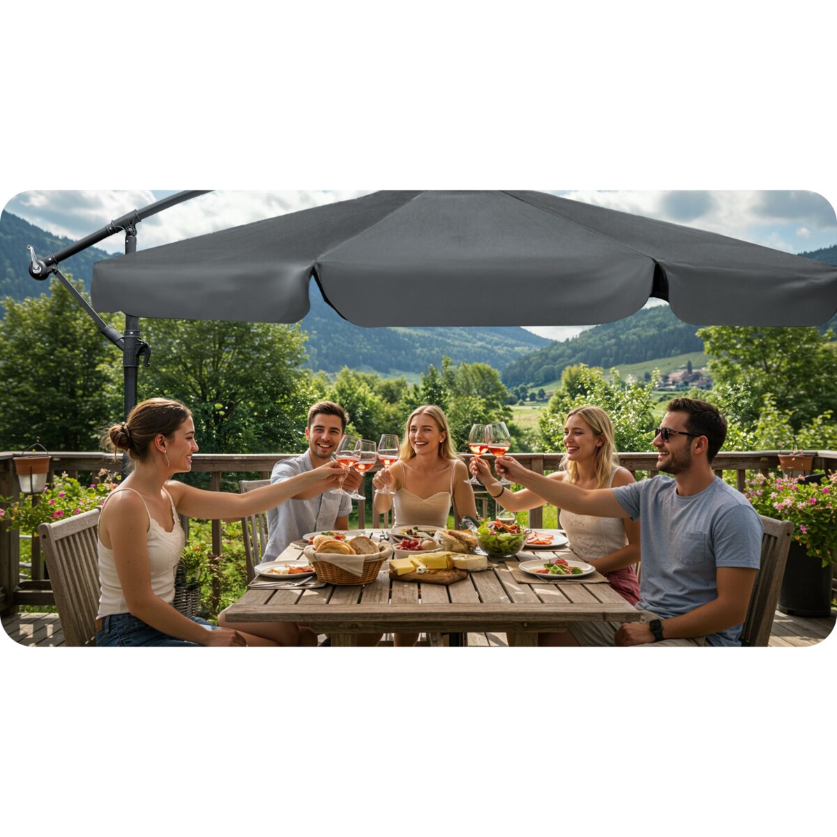 Parasol ogrodowy z wysięgnikiem pokrowiec 8 segmentów ø 350cm Plonos