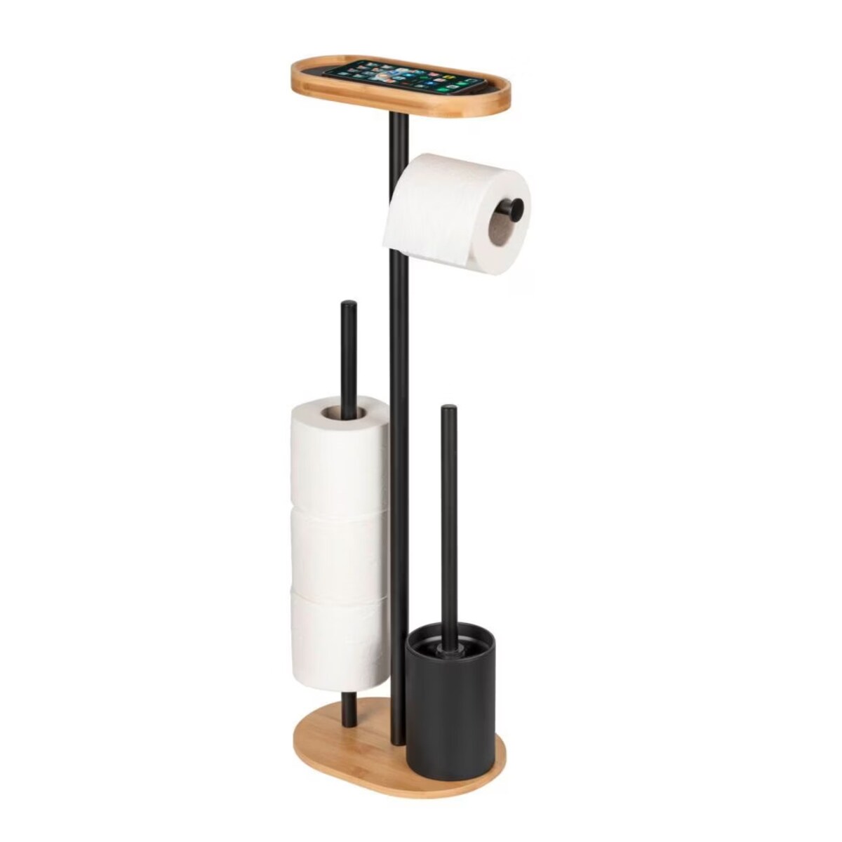 Stojak na papier toaletowy i szczotkę WC z półką na telefon RIVALTA, 4w1