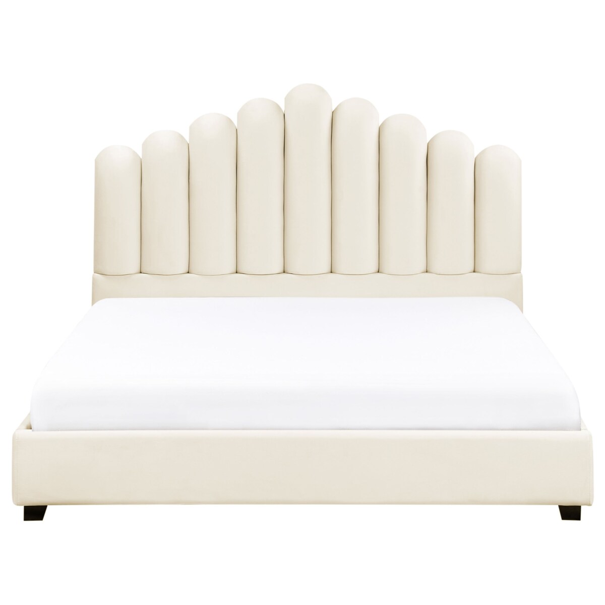 Łóżko wodne Welur VINCENNES 160 x 200 cm Złamana biel