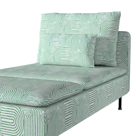 Pokrowiec na szezlong Söderhamn, miętowe łuki na kremowym tle, 93 x 151 x 83 cm, Cosy Home