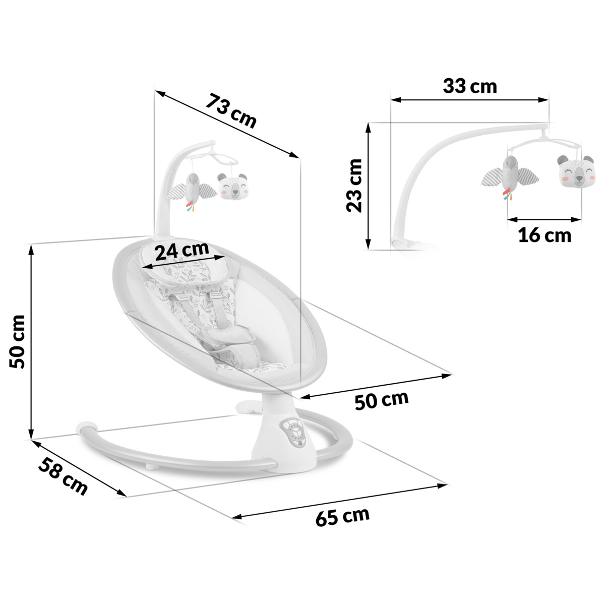 Leżaczek elektryczny kołyska z pilotem melodie Ricokids