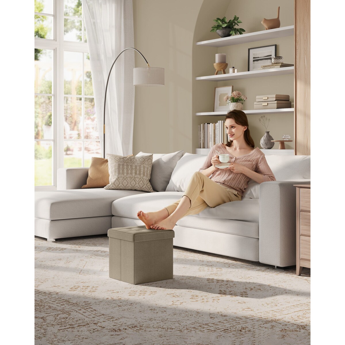 Pufa Siedzisko do sypialni pokoju przedpokoju Brązowa