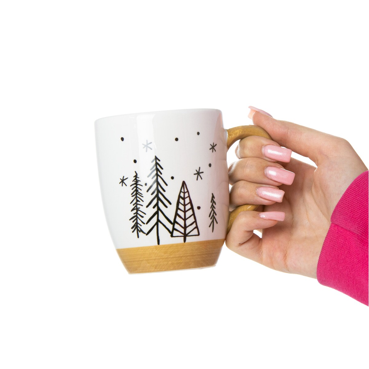 Kubek Świąteczny Ceramiczny Na Prezent 330 Ml Boże Narodzenie Drzewka 4 Choinki