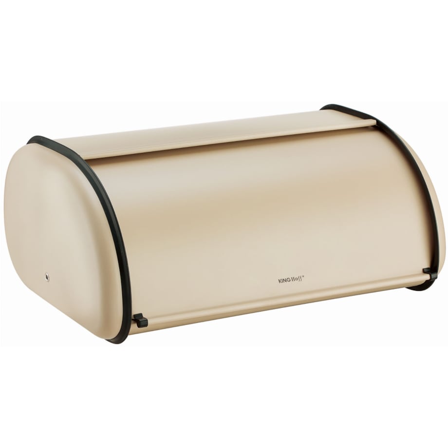 Chlebak stalowy duży 44cm beżowy matowy pojemnik na chleb pieczywo bułki KINGHOFF