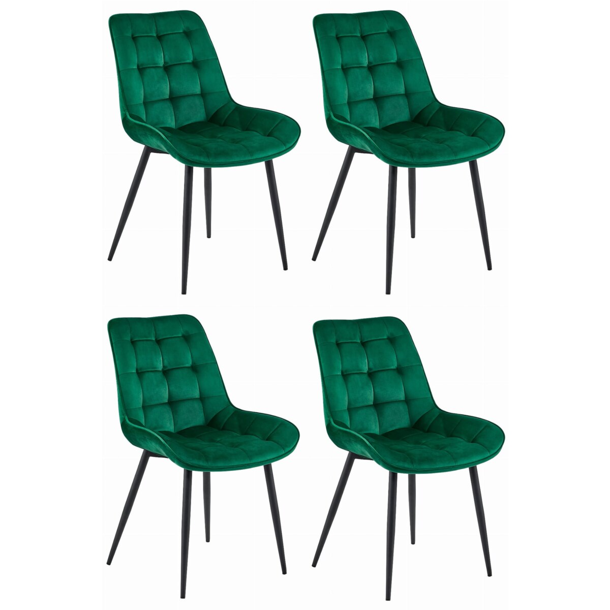 Krzesło Do Jadalni Kuchni Salonu Bera - Ciemna Zieleń Aksamit / Nogi Czarne X 4