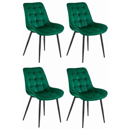 Krzesło Do Jadalni Kuchni Salonu Bera - Ciemna Zieleń Aksamit / Nogi Czarne X 4