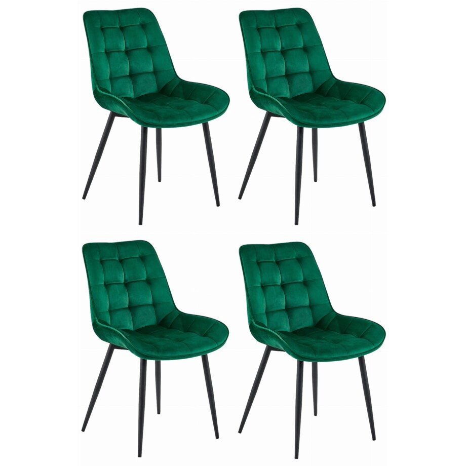 Krzesło Do Jadalni Kuchni Salonu Bera - Ciemna Zieleń Aksamit / Nogi Czarne X 4