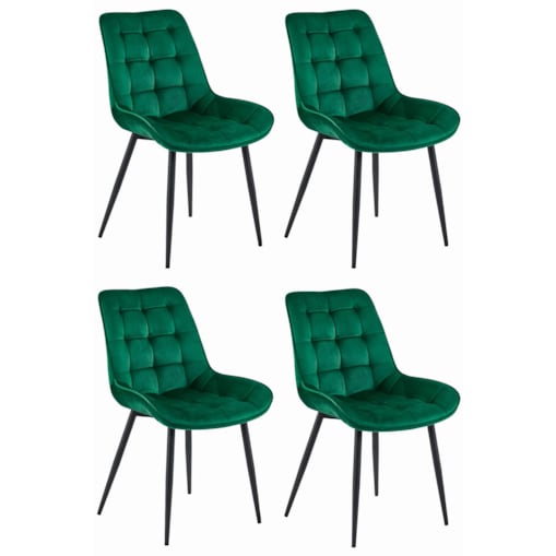 Krzesło Do Jadalni Kuchni Salonu Bera - Ciemna Zieleń Aksamit / Nogi Czarne X 4