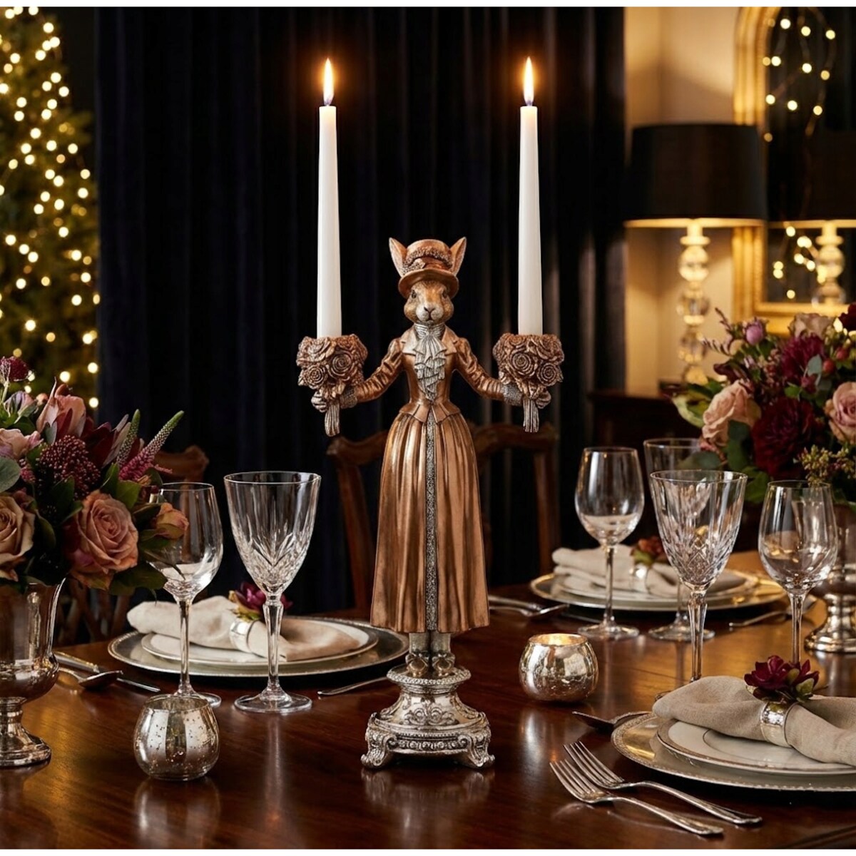 ZAJĄC FIGURKA WIELKANOCNA NA WIELKANOC PREZENT ŚWIECZNIK KANDELABR DUŻY