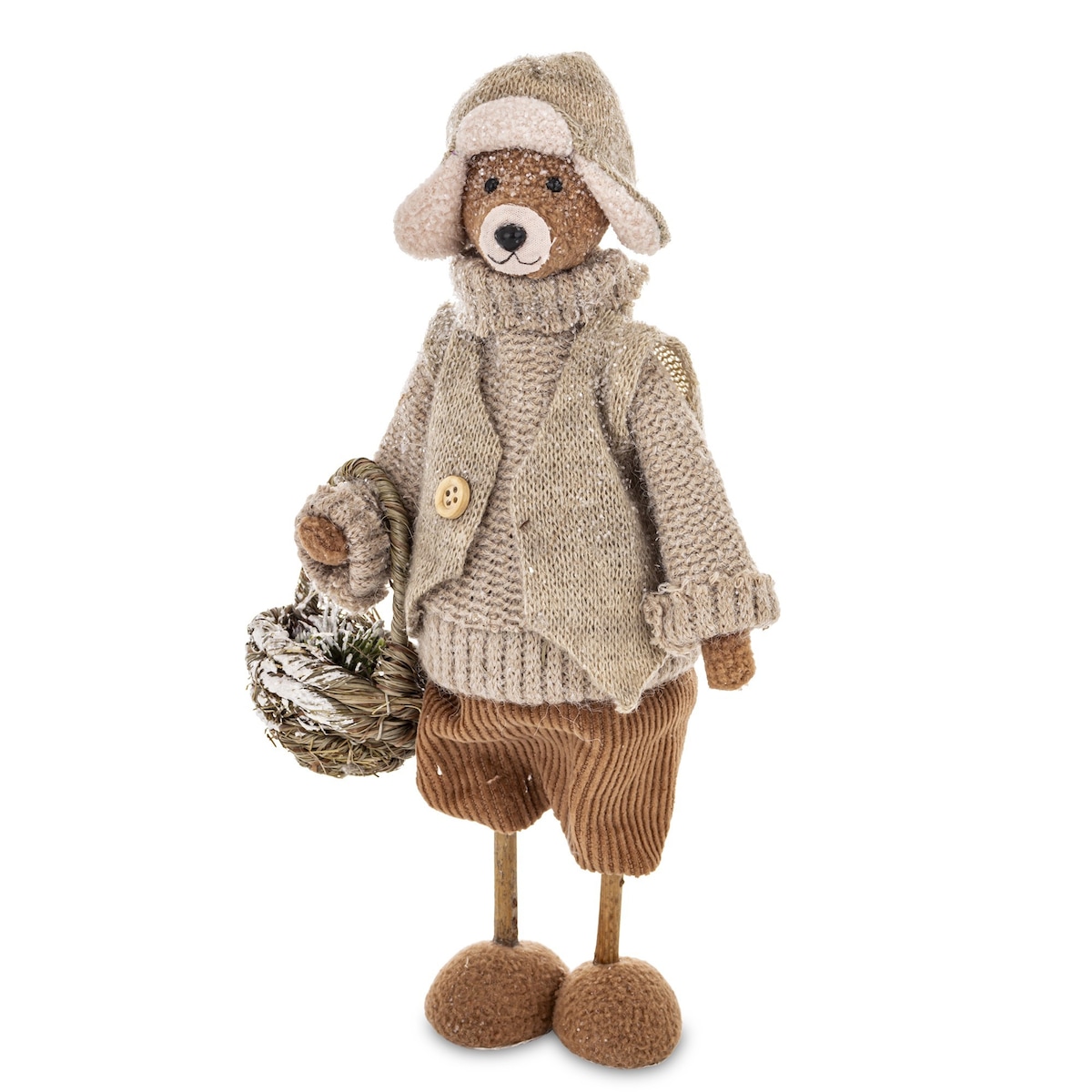 Figurka - szary Miś CAPELLO 32x16x8 cm z koszykiem