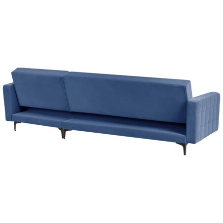 Sofa lewostronna rozkładana welurowa niebieska ABERDEEN
