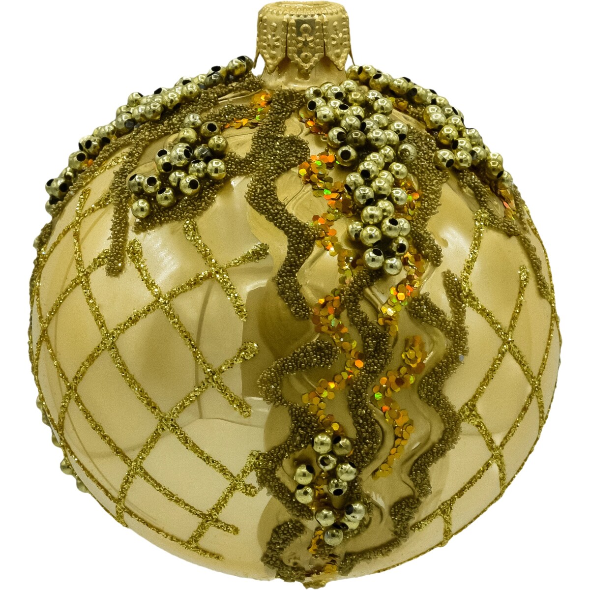 ZESTAW 6 szt.: Bombka złota Vintage z bogatymi zdobieniami: 6 sztuk