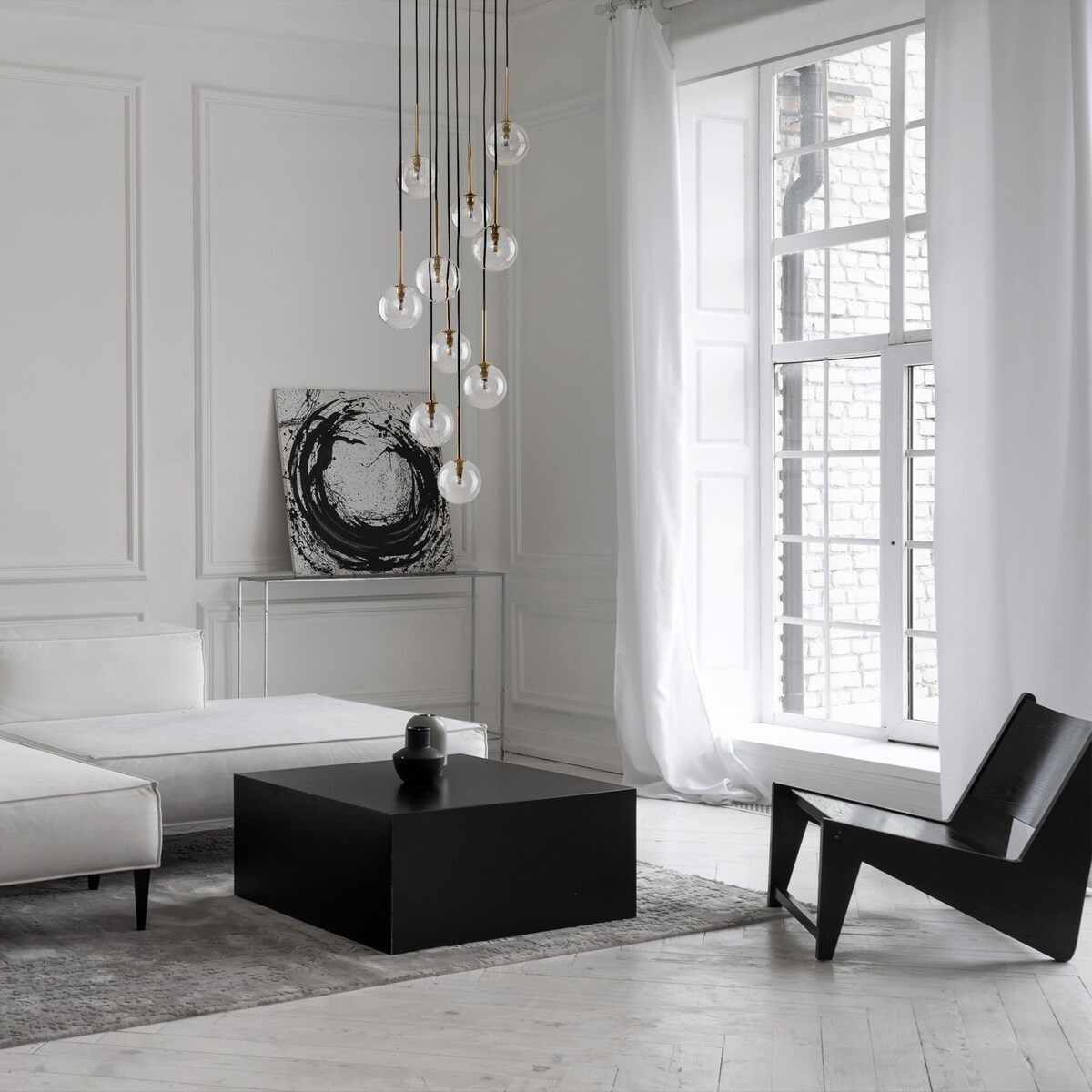 Lampa wisząca TK Lighting NILOS 5944 czarno-złota, 10xG9, regulowana, szkło i metal