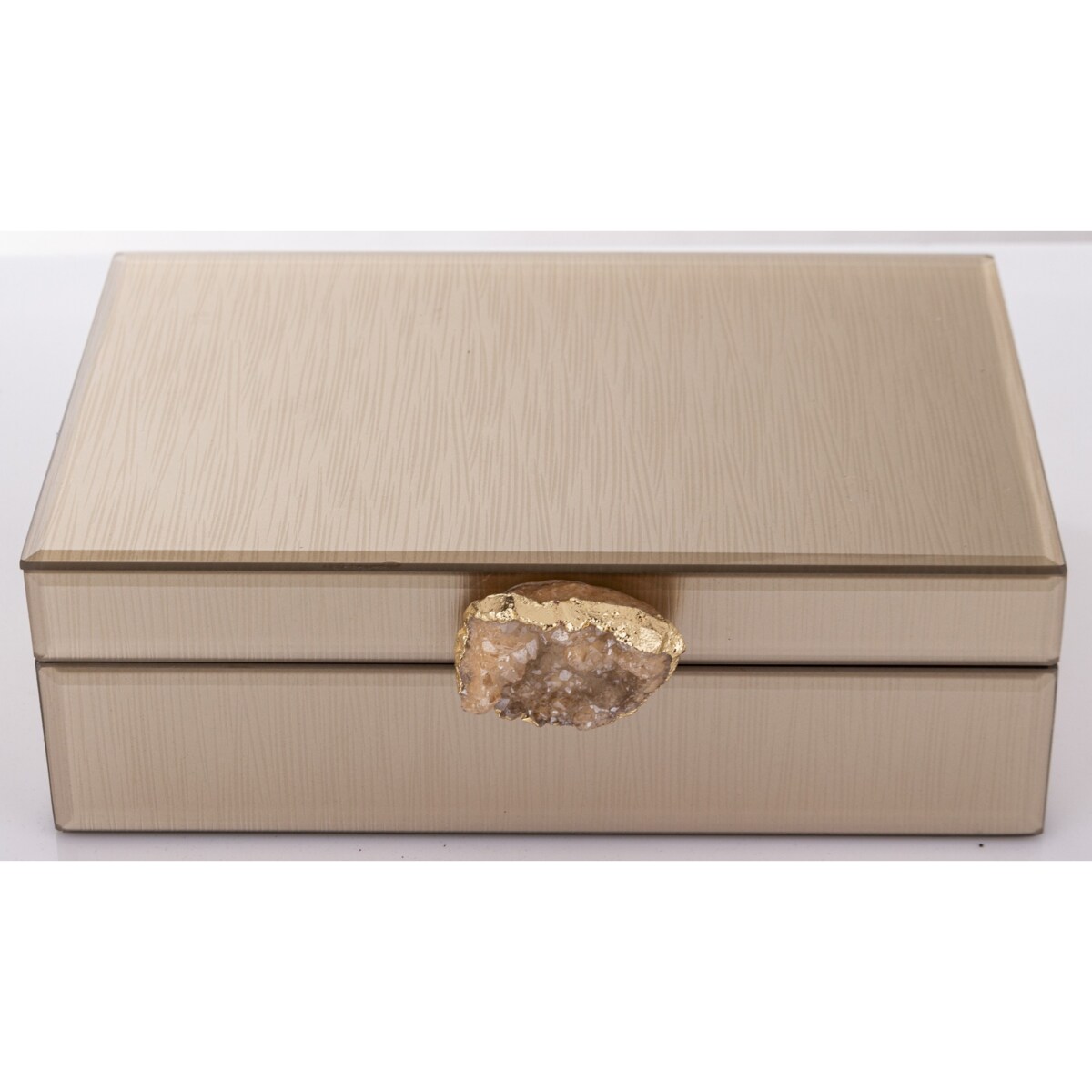 Szkatułka z MDFu z agatem 8x24x18,5 cm szampańska