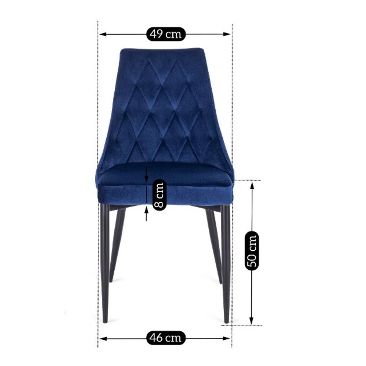 Krzesło Tapicerowane Welurowe Do Salonu Jadalni Loft Velvet Granatowe CORK