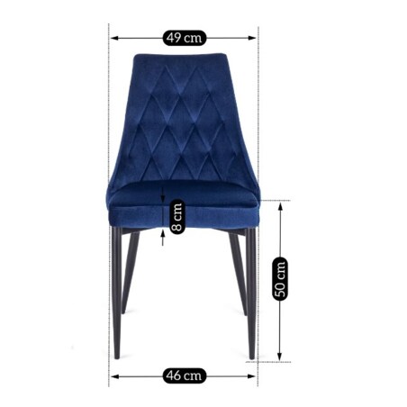 Krzesło Tapicerowane Welurowe Do Salonu Jadalni Loft Velvet Granatowe CORK