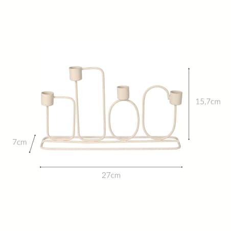 Świecznik metalowy jasnoszary na 4 świeczki, 27 x 15,7 cm