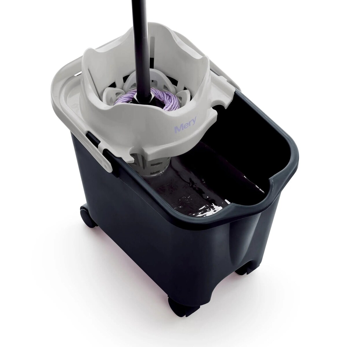 Prostokątne wiadro na kółkach 14 ltr z wyciskaczem Mery