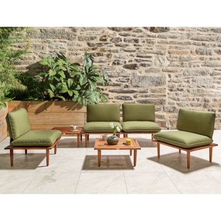 Zestaw wypoczynkowy dla 4 osób Drewno akacjowe (certyfikat FSC®) Oliwkowy FRASCATI