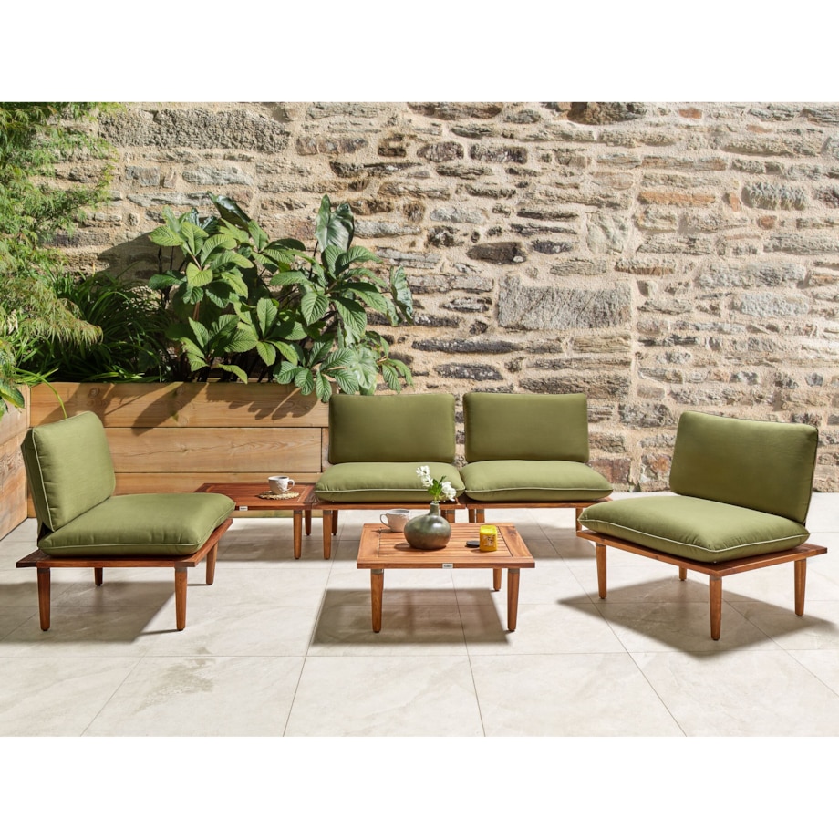 Zestaw wypoczynkowy dla 4 osób Drewno akacjowe (certyfikat FSC®) Oliwkowy FRASCATI