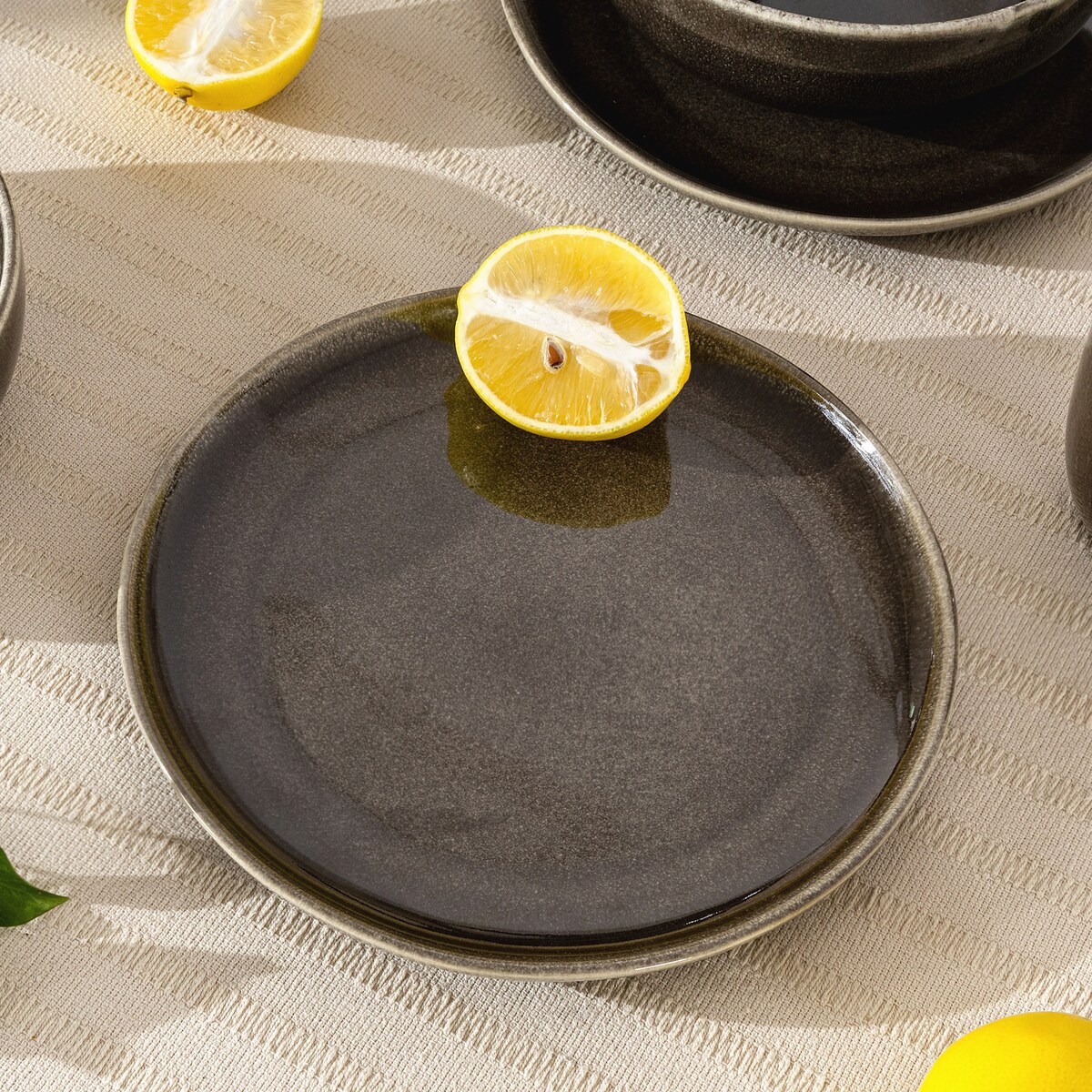 EDA Zestaw śniadaniowy 6 os. (18 el.), brązowy/szary/beżowy